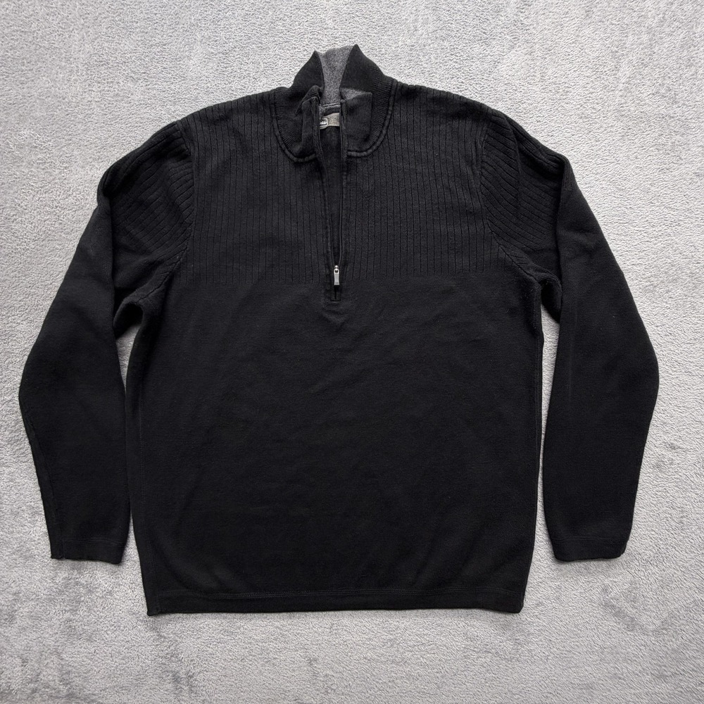 REI‎ Sweater Mens Medium Black Quarter Zip Mock Neck Knit Pullover Outdoor